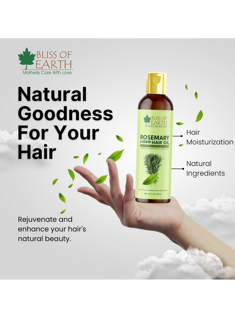 Bliss of Earth Rosemary Hair Oil for Hair Growth 200ml | Anti Hair Fall Oil with Biotin, Argan Oil & Mint | Natural Dandruff Treatment | Thick & Strong Hair for Men & Women - Image 4